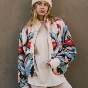 Free People hit the slopes printed jacket in multi combo